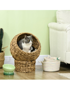 Cama Elevada para Gatos PawHut con Cojín Suave 52 cm 2