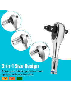 Juego de Llaves de Carraca Stubby DURATECH 3 en 1 72 Dientes 2