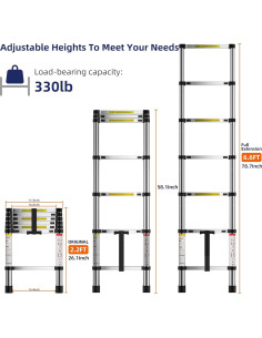 Escalera Telescópica MGENLONG 2 m Plegable Ligera 150 kg 2