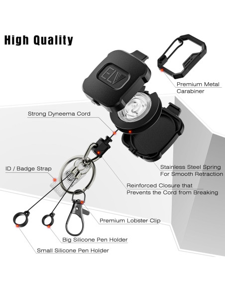 Soporte Retráctil ELV 2 Paquete con Mosquetón y Bloqueo
