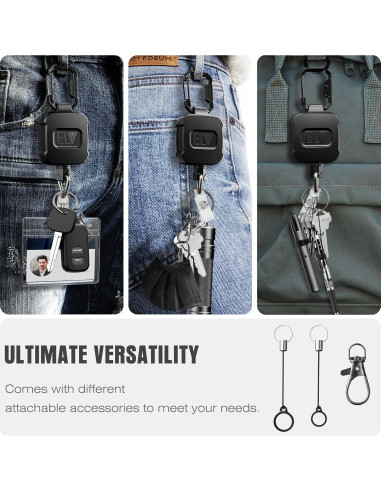 Soporte Retráctil ELV 2 Paquete con Mosquetón y Bloqueo