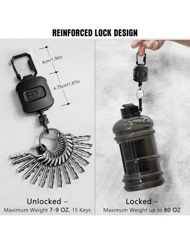 Soporte Retráctil ELV 2 Paquete con Mosquetón y Bloqueo