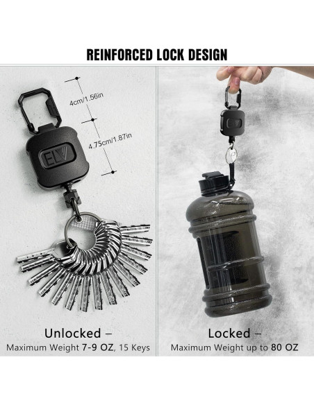 Soporte Retráctil ELV 2 Paquete con Mosquetón y Bloqueo