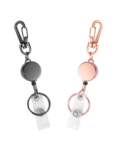 Porta Credenciales Retráctil IBOVODI 2 Piezas Negro Oro Rosa