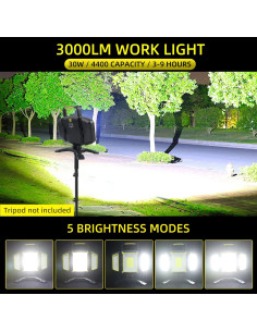 Luz de Trabajo LED Yzoni Portátil Magnética 5 Modos 3000 Lúmenes 2