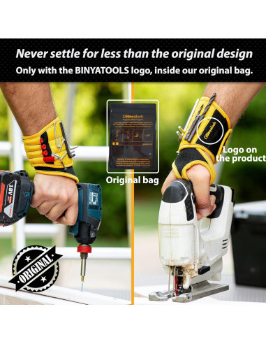 Pulsera Magnética BINYATOOLS Amarilla con 9 Imanes Fuertes