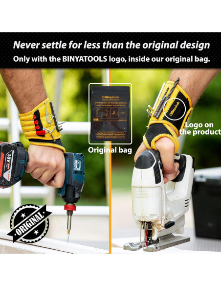 Pulsera Magnética BINYATOOLS Amarilla con 9 Imanes Fuertes