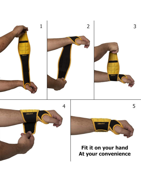 Pulsera Magnética BINYATOOLS Amarilla con 9 Imanes Fuertes