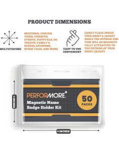 Performore 50 Sujetadores Magnéticos 10x7.6cm para Gafetes 2