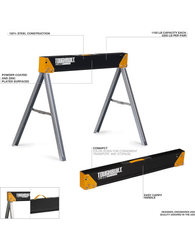 Caballetes Plegables ToughBuilt TB-C300 - 2 Paquete 499 kg
