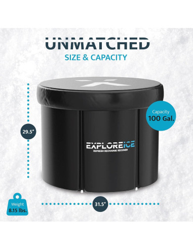 Bañera de Hielo Pro Max Explorar 400L Portátil Negra/Blanca