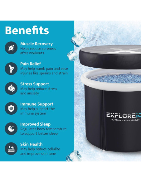 Bañera de Hielo Pro Max Explorar 400L Portátil Negra/Blanca