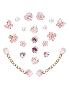 20 Piezas Encantos Brillantes para Zapatos Mujeres Rosa