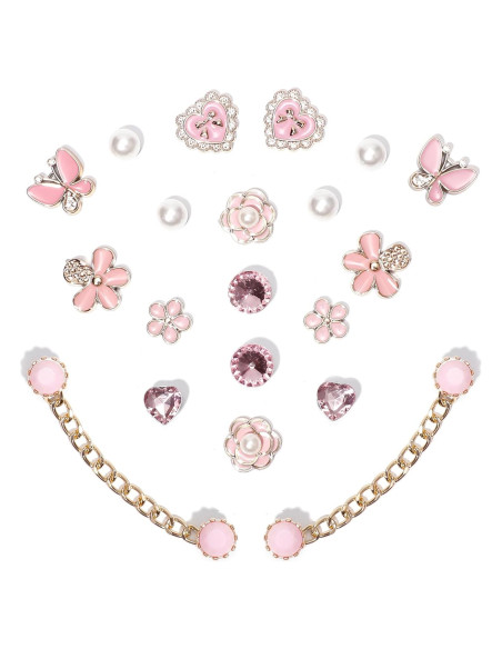 20 Piezas Encantos Brillantes para Zapatos Mujeres Rosa