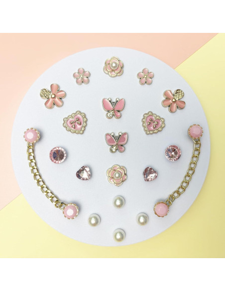 20 Piezas Encantos Brillantes para Zapatos Mujeres Rosa