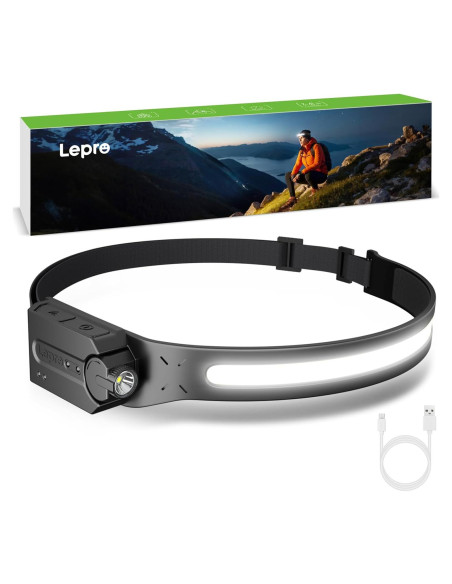 Linterna Frontal Lepro LED 350 Lúmenes Recargable Impermeable
