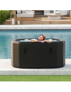 Bañera Inflable GYMAX Ovalada 488L con Tapa y Bomba 2