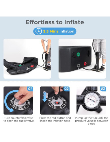 Bañera Inflable GYMAX Ovalada 488L con Tapa y Bomba