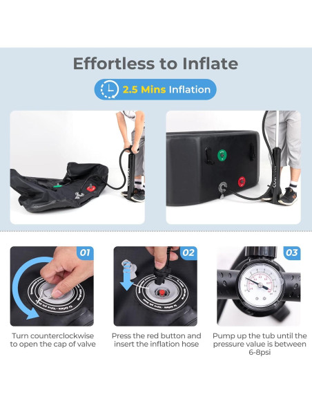 Bañera Inflable GYMAX Ovalada 488L con Tapa y Bomba