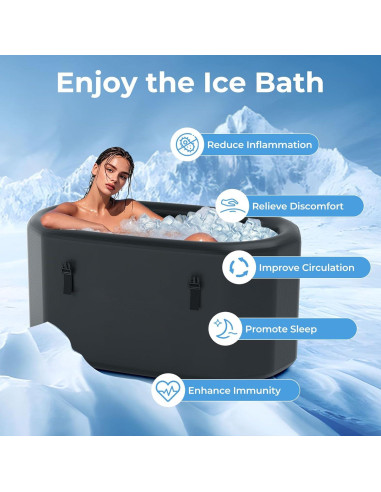 Bañera Inflable GYMAX Ovalada 488L con Tapa y Bomba