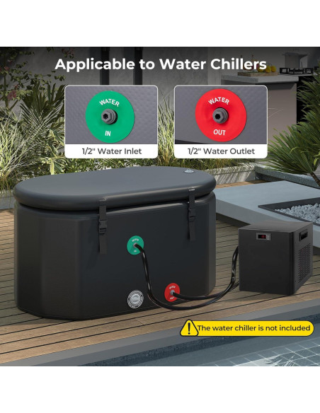 Bañera Inflable GYMAX Ovalada 488L con Tapa y Bomba