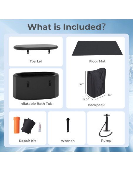 Bañera Inflable GYMAX Ovalada 488L con Tapa y Bomba
