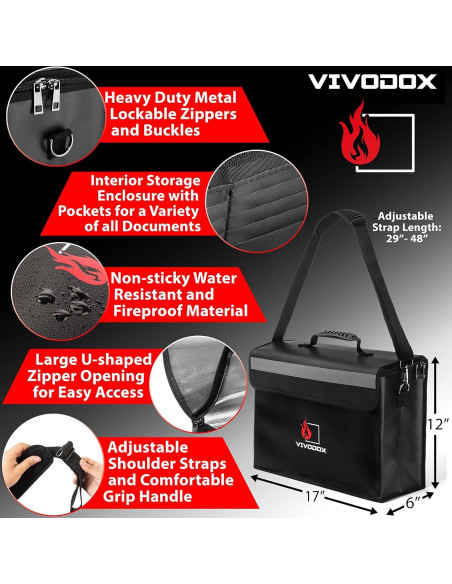 Bolsa de Documentos a Prueba de Fuego VIVODOX 43x30x15 cm