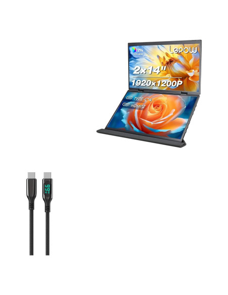 Cable BoxWave USB-C a USB-C 100W con Pantalla LED 1.83m