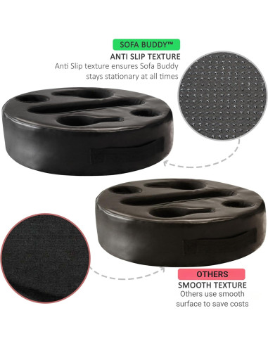Soporte de Taza Mookundy Sofa Buddy Cuero Sintético Negro