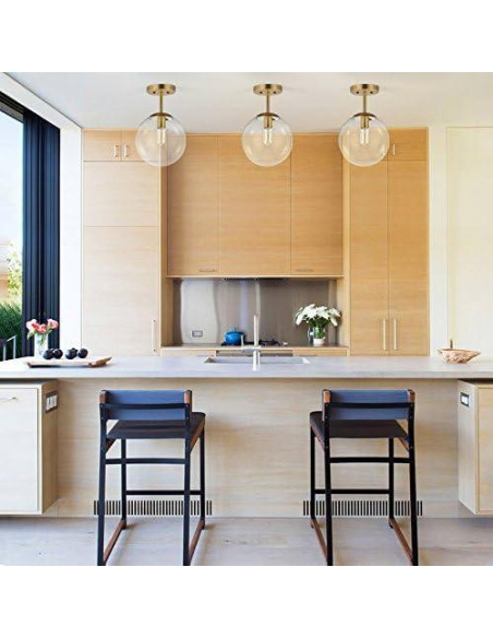 Luz de Techo Zeno Globe Light Society, Vidrio Claro, Latón