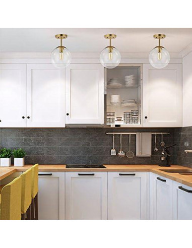 Luz de Techo Zeno Globe Light Society, Vidrio Claro, Latón