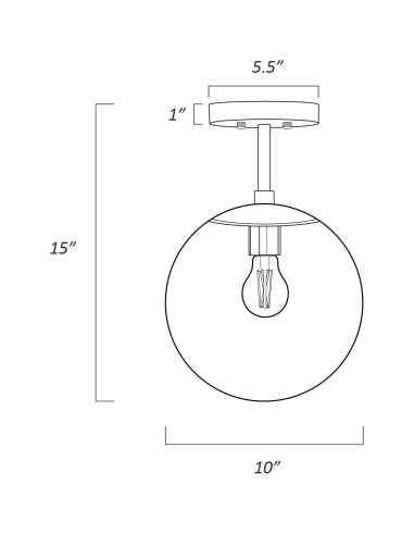 Luz de Techo Zeno Globe Light Society, Vidrio Claro, Latón