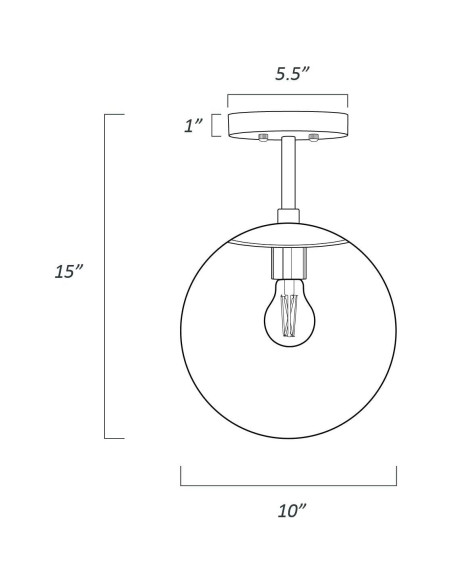 Luz de Techo Zeno Globe Light Society, Vidrio Claro, Latón