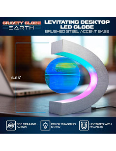 Globo Flotante Magnético USA Toyz Tierra con LED Multicolor 2