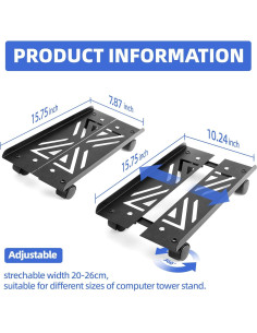Soporte de CPU UCandy ajustable con ruedas 40x28,5 cm 2