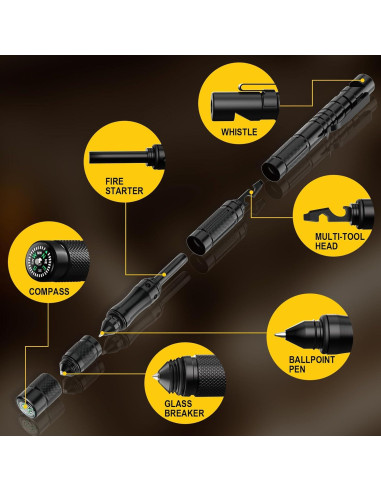 Bolígrafo Táctico GLOPUS 9 en 1 para Supervivencia