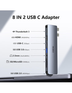 Adaptador USB C Hub HDMI HODO para MacBook Pro/Air 4K 2