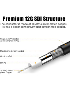 Cable SDI 12G Dbilida 30,48 m 4K 60Hz RG11 BNC 2