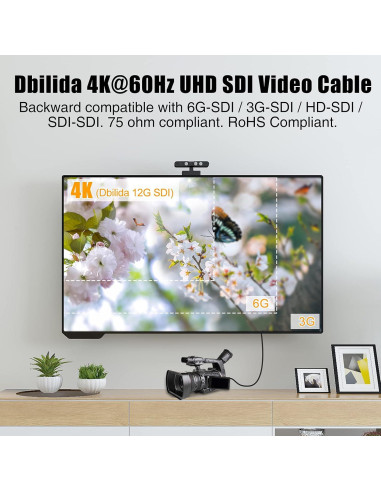 Cable SDI 12G Dbilida 30,48 m 4K 60Hz RG11 BNC