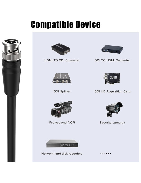 Cable SDI 12G Dbilida 30,48 m 4K 60Hz RG11 BNC