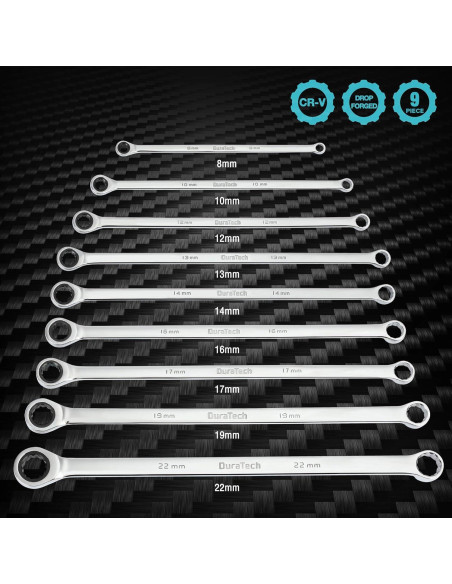 Juego de Llaves de Carraca Extra Largas DURATECH 9 Piezas