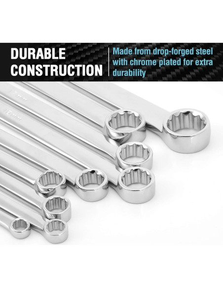 Juego de Llaves de Carraca Extra Largas DURATECH 9 Piezas