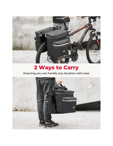 Bolsa Pannier KEMIMOTO 34L Impermeable para Bicicleta