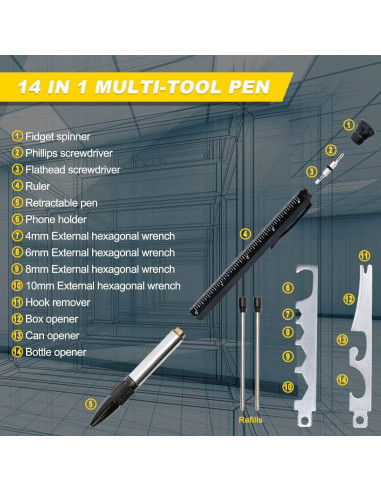 Bolígrafo Multiherramienta XAMAWA 14 en 1 Antiestrés