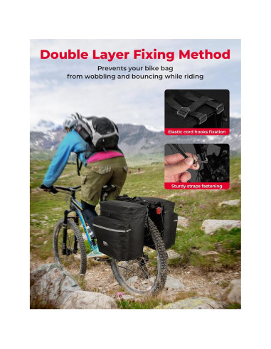 Bolsa Pannier KEMIMOTO 34L Impermeable para Bicicleta