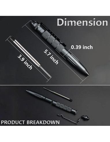 Bolígrafo Táctico Lsqurel Multifuncional 4 Piezas