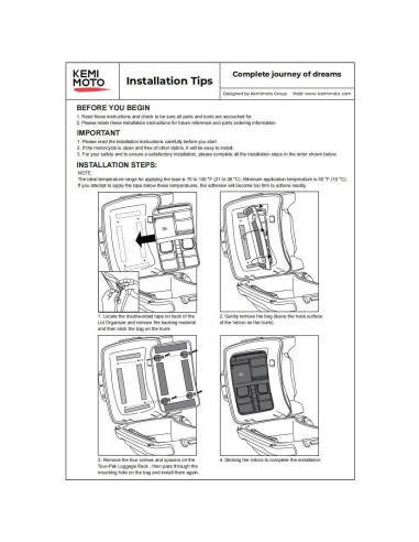Organizador de Tapa KEMIMOTO Kmfhdtb133 para Motos Touring