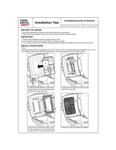 Organizador de Tapa KEMIMOTO Kmfhdtb133 para Motos Touring