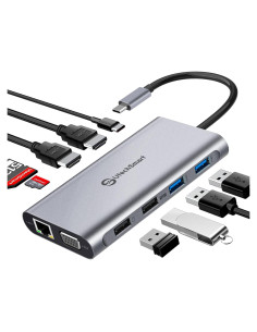 Dock USB C UtechSmart 11 en 1 Triple Pantalla 4K HDMI