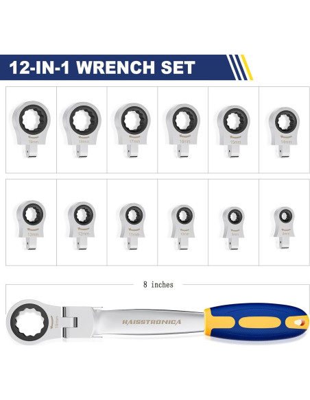 Llave Multiusos Haisstronica 12 en 1 8-19mm Flexible